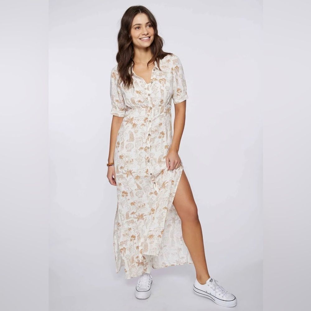 O'Neill Wailea Leopard Beach Seashell Print Maxi Dress